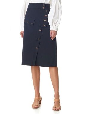 Tibi Urban Snap Pencil Skirt in Navy Blue Size 10
